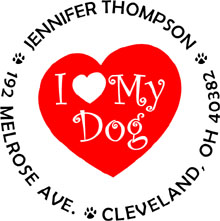 I Love My Dog Personalized Multi-Color Stamp