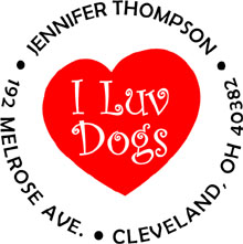 I Luv Dogs Personalized Multi-Color  Stamp