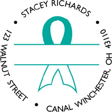 PERSONALIZED TEAL/WHITE RIBBON Multi-Color Stamp